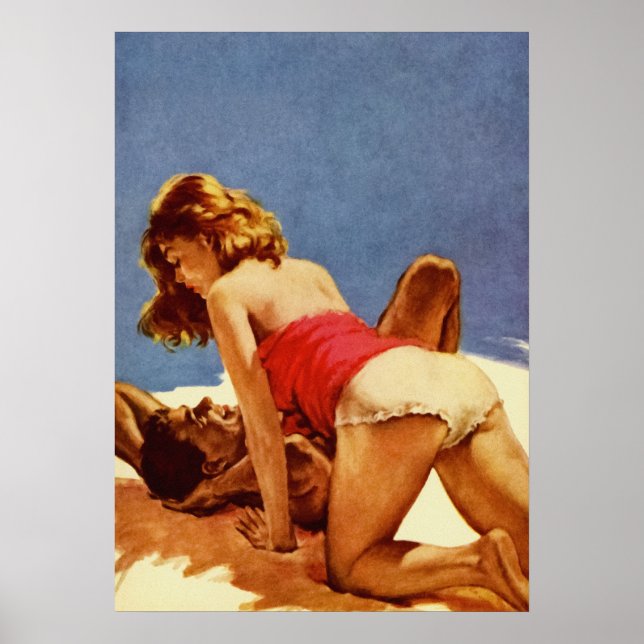 Poster Casal Fazer Love - Retro Pulp Cobrir Art (Frente)