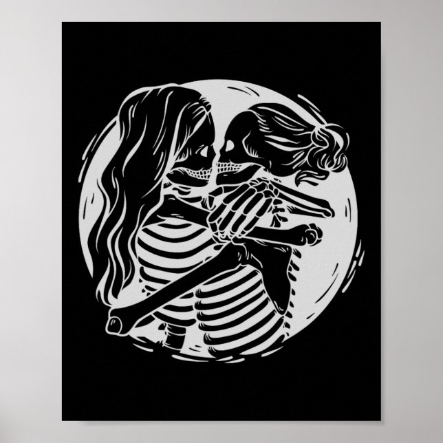 Poster Casal Lgbtq Orde Skeletons beijando Valen (Frente)