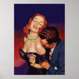 Poster Casal no Amor Retro Vintage Pulp Cobrir Art