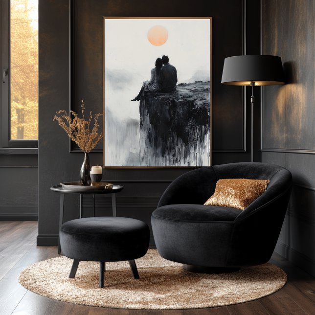 Poster Casal no Cliff com Serene Sunset Glow (Criador carregado)