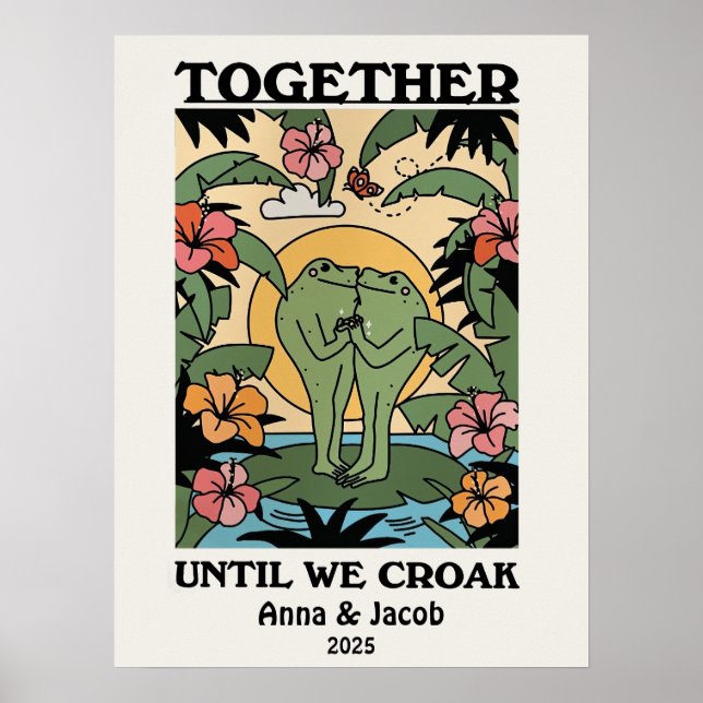 Poster Casal Personalizado Sapo Duplo em um Tronco (Frente)