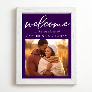 Poster Casal Real Púrpura Foto Chic Wedding Bem-vindo