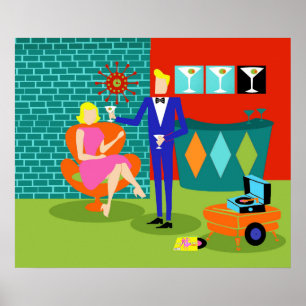 Poster Casal retrô Martini