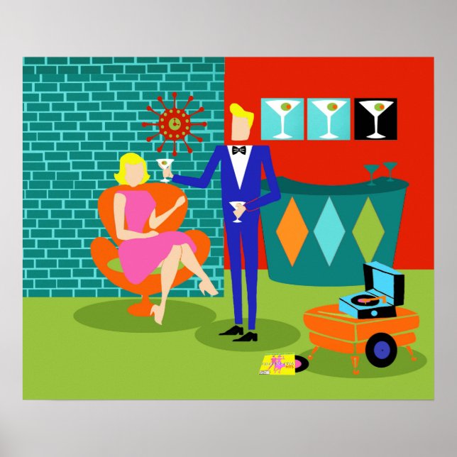 Poster Casal retrô Martini (Frente)