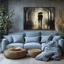 Casal Românico na Chuva - Arte Carvical Minimalist