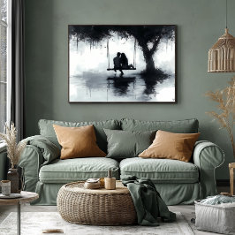 Poster Casal Romântico à noite em um balanço debaixo da á