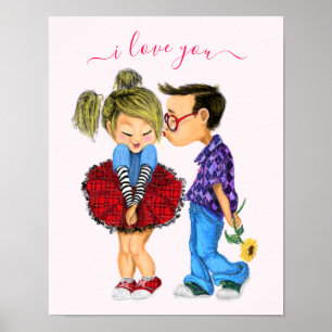 Poster Casal Romântico - Amor - Eu Amo-Te - Beijo