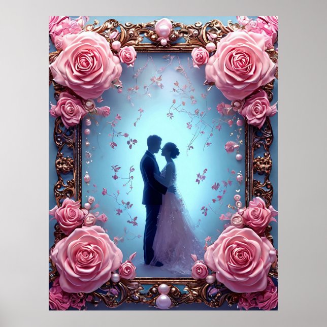 Poster Casal romântico de casamento na Imagem Elegante (Frente)