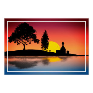 Póster Casal Silhouette Trabalho de arte- 57178