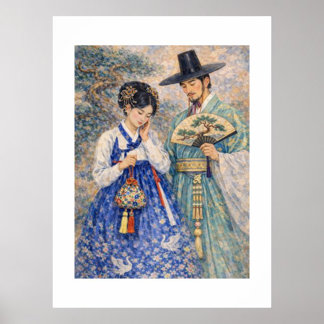 Poster Casal Tímido Coreano em Hanbok – Romântico do Lest (Frente)
