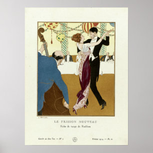 Poster Casal Vintage Art Deco Dançando Tango