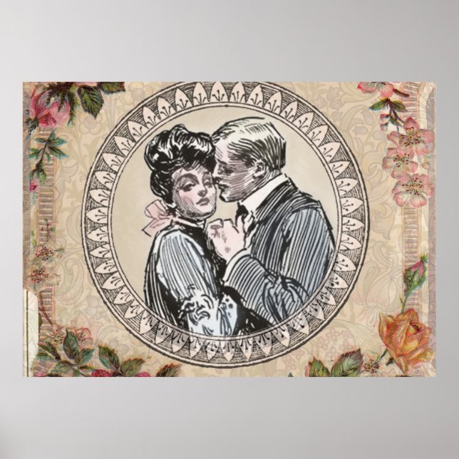 Póster Casal Vintage - Rosa Girly (Frente)