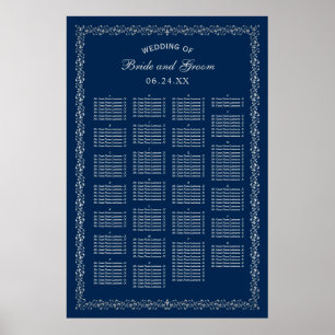 Poster Casamento Alfabetico de Cadeira de Navio Azul Eleg
