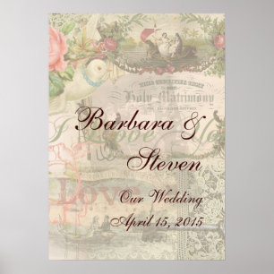 Póster Casamento Antigo Elegante Casamento Vintage Antiqu
