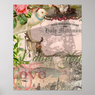 Póster Casamento Antigo Elegante Vintage Casamento Antigo
