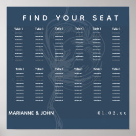 Poster Casamento Azul Da Fábrica De Algodão Botânico