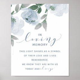 Poster Casamento Azul Empoeirado & Cinza Aquarela Em Memó