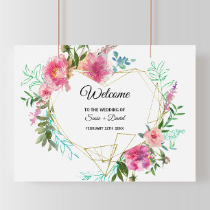 Poster Casamento bem-vindo botânico e floral simples