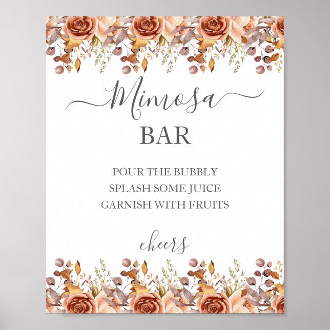 Poster Casamento Boho Rústico Country de Outono com Folha (Frente)