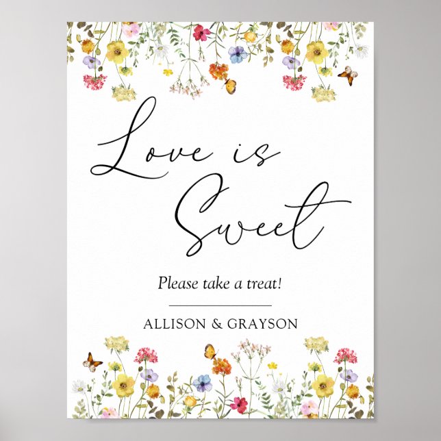 Poster Casamento Botânico de Flor Silvestre Amor é Doce F (Frente)
