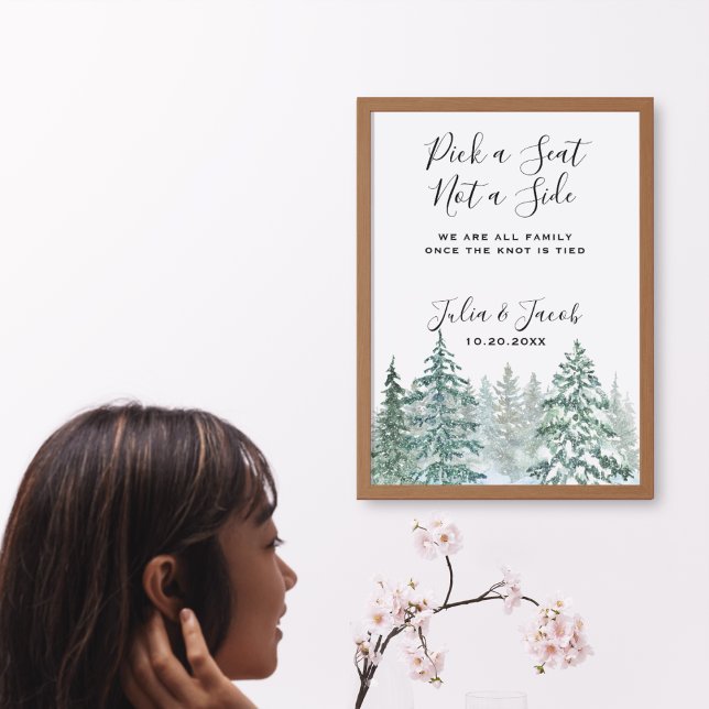 Poster Casamento Botânico entre Pinheiros Russos de Inver (Winter Rustic Pine Trees Lantern Botanical Wedding Party Supplies)