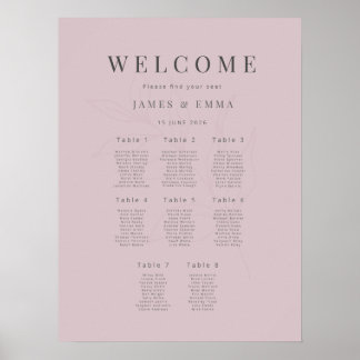 Poster Casamento Botânico Minimalista (8) Rosa Empoeirado