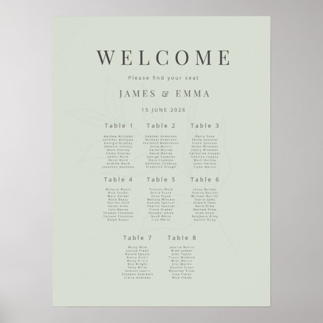Poster Casamento Botânico Minimalista (8) Sage Pálido (Frente)