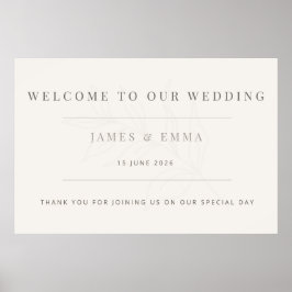 Poster Casamento Botânico Minimalista Branco Quente
