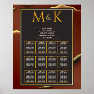 Poster Casamento 🤵 Burgundy Dourado Elegant Inky Abstrat