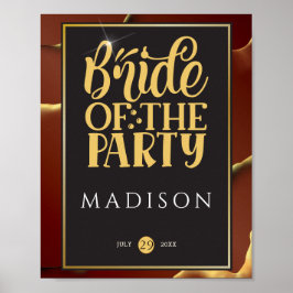 Poster Casamento 🤵 Burgundy Dourado Elegant Inky Abstrat