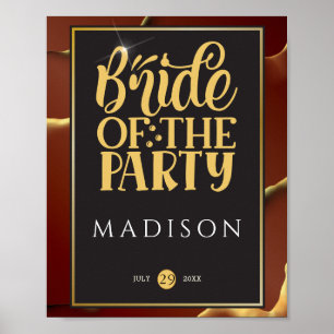 Poster Casamento 🤵 Burgundy Dourado Elegant Inky Abstrat