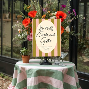 Póster Casamento “Cartões e Presentes” Vermelho Rosa Capr