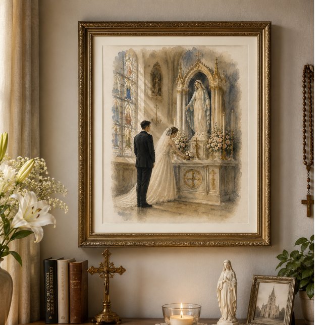 Poster Casamento Católico Tradicional no Altar Lateral em (Criador carregado)