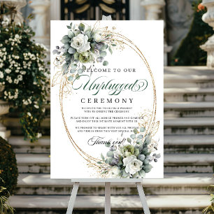 Poster Casamento Cerimônia Desconectada Botânica Verde Em
