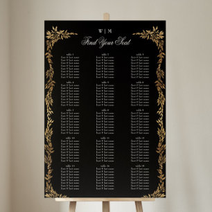 Poster Casamento clássico de crest preto monograma tradic
