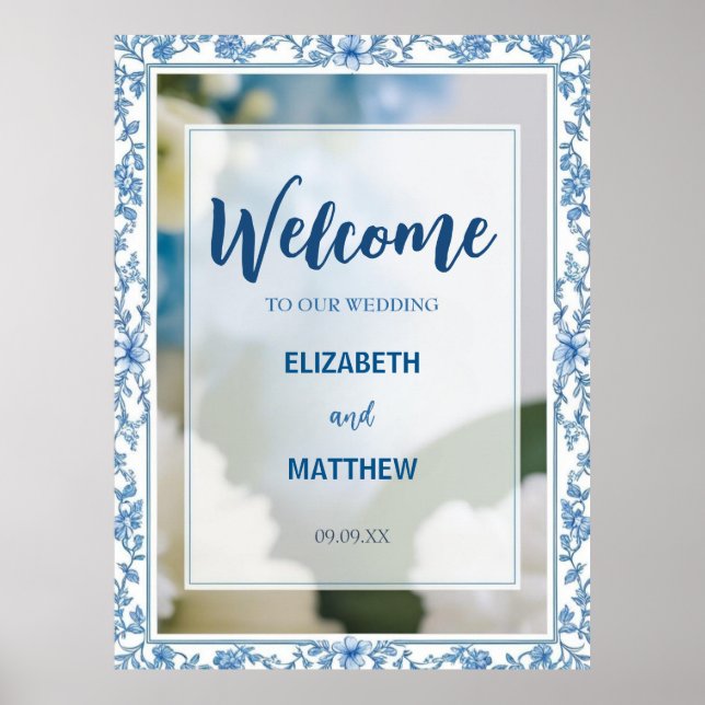 Poster Casamento clássico de Flores Moderno Minimalista (Frente)