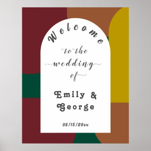 Poster Casamento Colorido de Abstrato do Modern Groovy Re