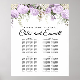 Poster Casamento com 4 Mesas Roxo Grande