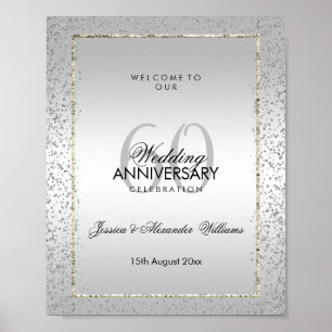 Poster Casamento com Diamante do Na moda Silver Confetti