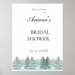 Poster Casamento com Floresta de Pinheira Aquarela