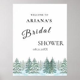 Poster Casamento com Floresta de Pinheira Aquarela