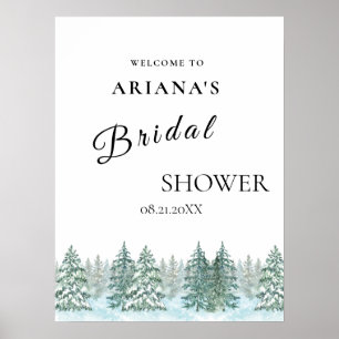 Poster Casamento com Floresta de Pinheira Aquarela