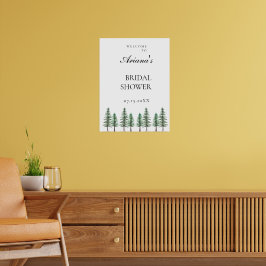 Poster Casamento com Floresta de Pinheira Aquarela