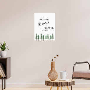 Poster Casamento com Floresta de Pinheira Aquarela