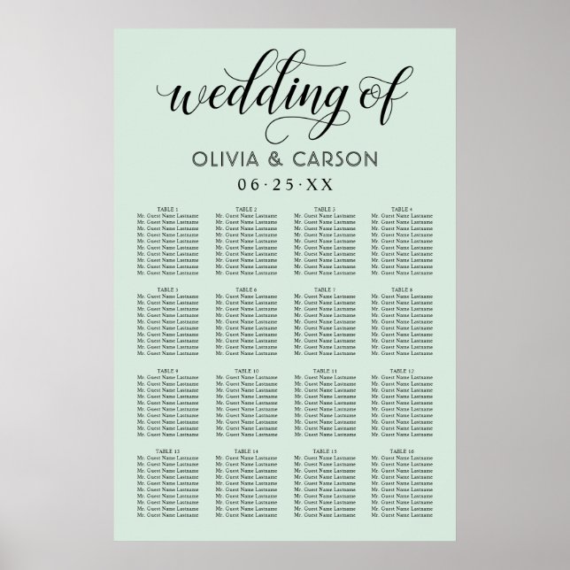 Poster Casamento com Letra Moderna em Preto e Verde Musgo (Frente)