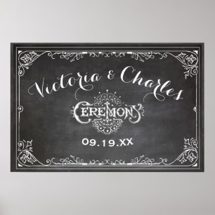 Póster Casamento com Tipografia Vintage Chalkboard