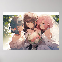 Poster Casamento da tríade lésbica poliamórica com anime