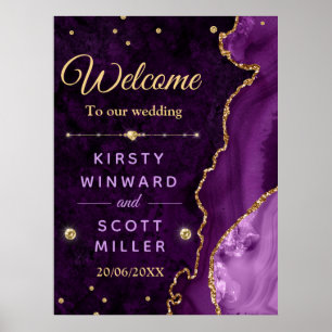 Poster Casamento de Ágata e Mármore com Brilho Roxo e Dou