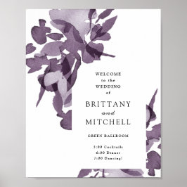 Poster Casamento de Ametist Floral Romântico por Aquarela