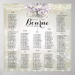 Póster Casamento de Árvore de Folha de Coração da Lavanda